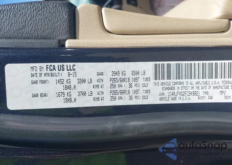 2015 Jeep Grand Cherokee Laredo из США, поврежденный, VIN 1C4RJFAG2FC949821